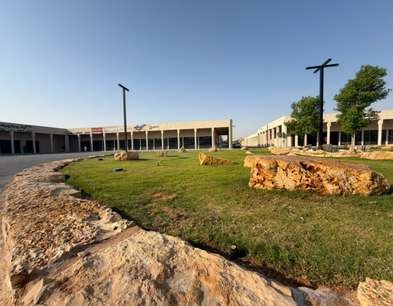 Rock-edged lawn island at Jada Al Khaleej